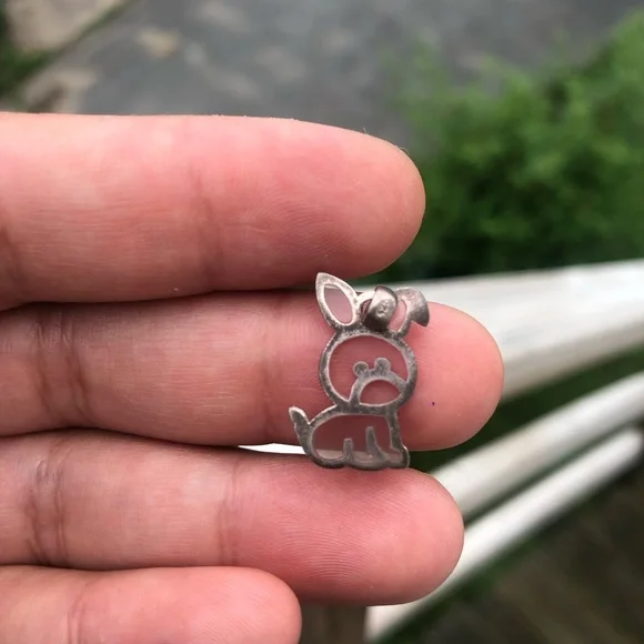 Silver Bunny/Dog? Charm Sterling Silver Charm/Pendant - Picture 7 of 13